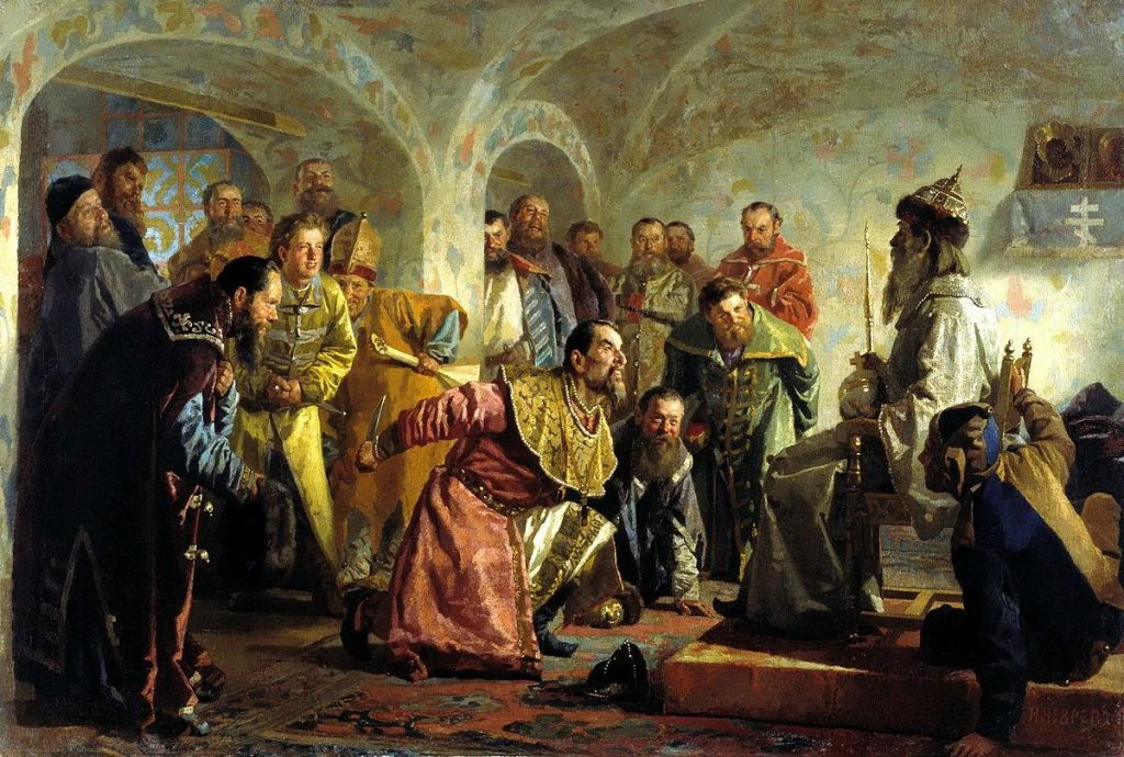 Illustration 3: Ivan IV and the oprichniki, by Nikolai Nevrev, painted in the 1870s. Wikimedia Commons